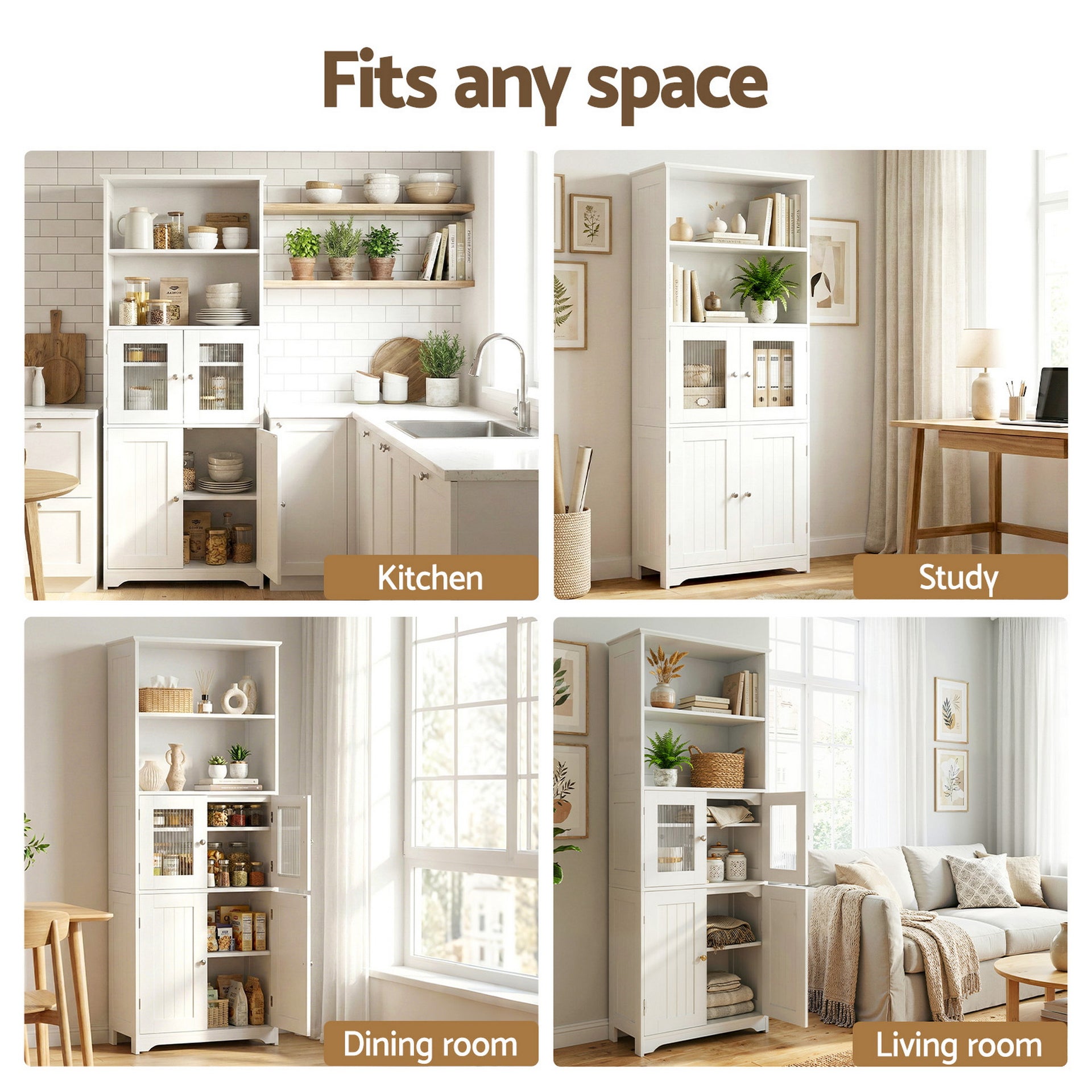 Artiss 2x Buffet Sideboard Cabinet Pantry Kitchen Bathroom Storage Cupboard Awezingly
