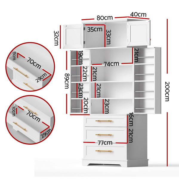 Artiss Buffet Sideboard Cabinet Pantry Kitchen Storage Cupboard Drawers Doors Awezingly