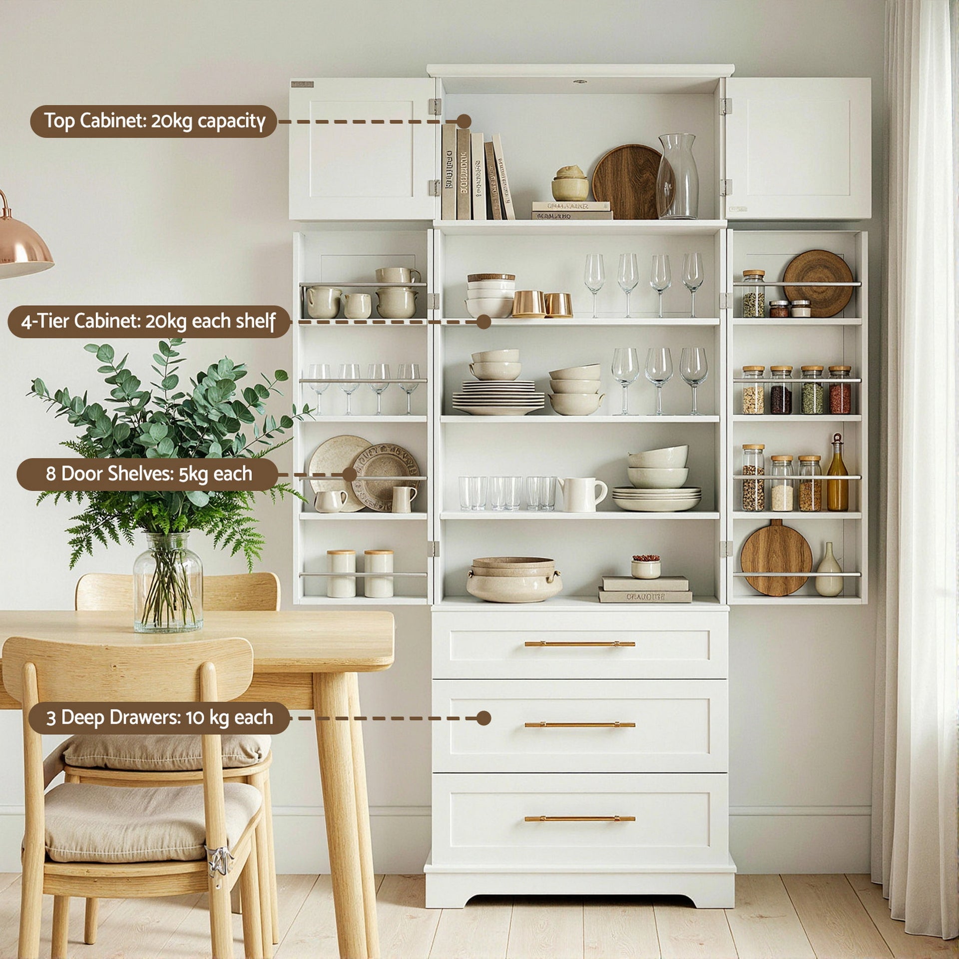 Artiss 2X Buffet Sideboard Cabinet Pantry Kitchen Storage Cupboard Drawers Doors Awezingly