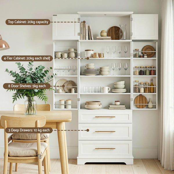 Artiss 2X Buffet Sideboard Cabinet Pantry Kitchen Storage Cupboard Drawers Doors Awezingly