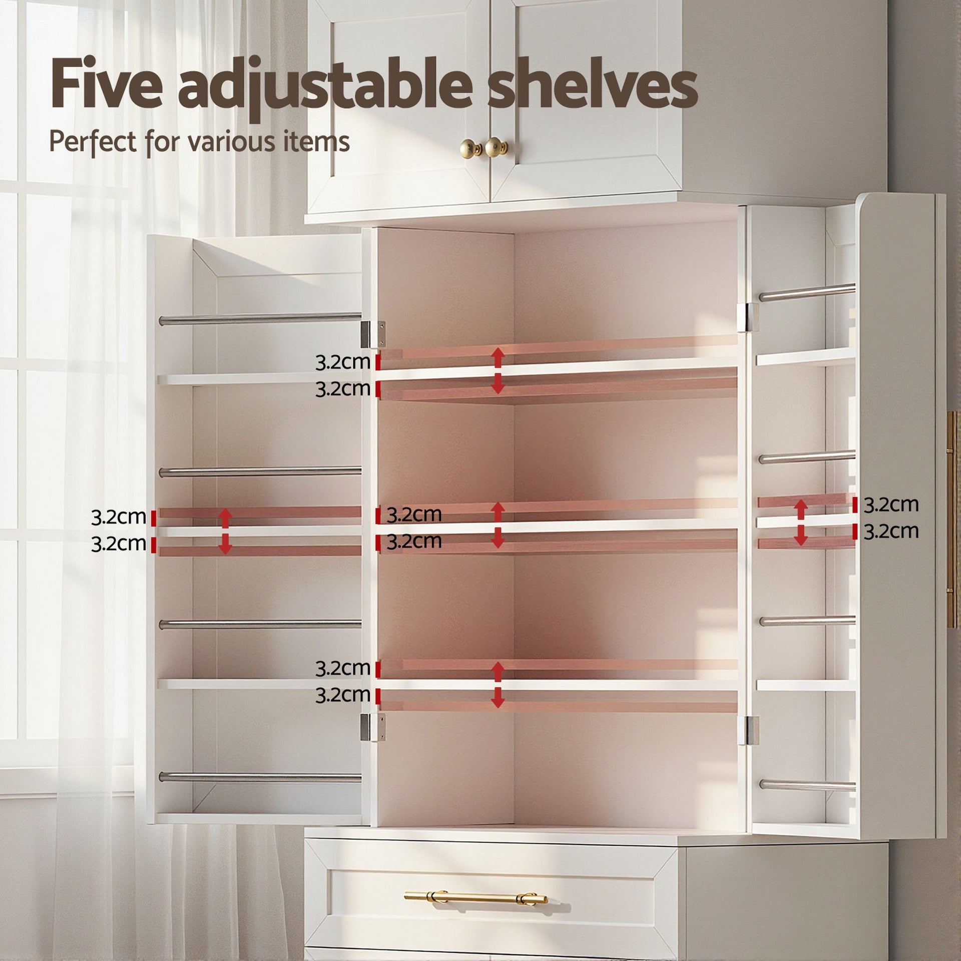 Artiss 2X Buffet Sideboard Cabinet Pantry Kitchen Storage Cupboard Drawers Doors Awezingly