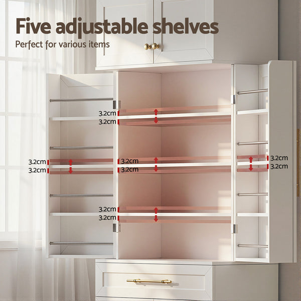 Artiss 2X Buffet Sideboard Cabinet Pantry Kitchen Storage Cupboard Drawers Doors Awezingly