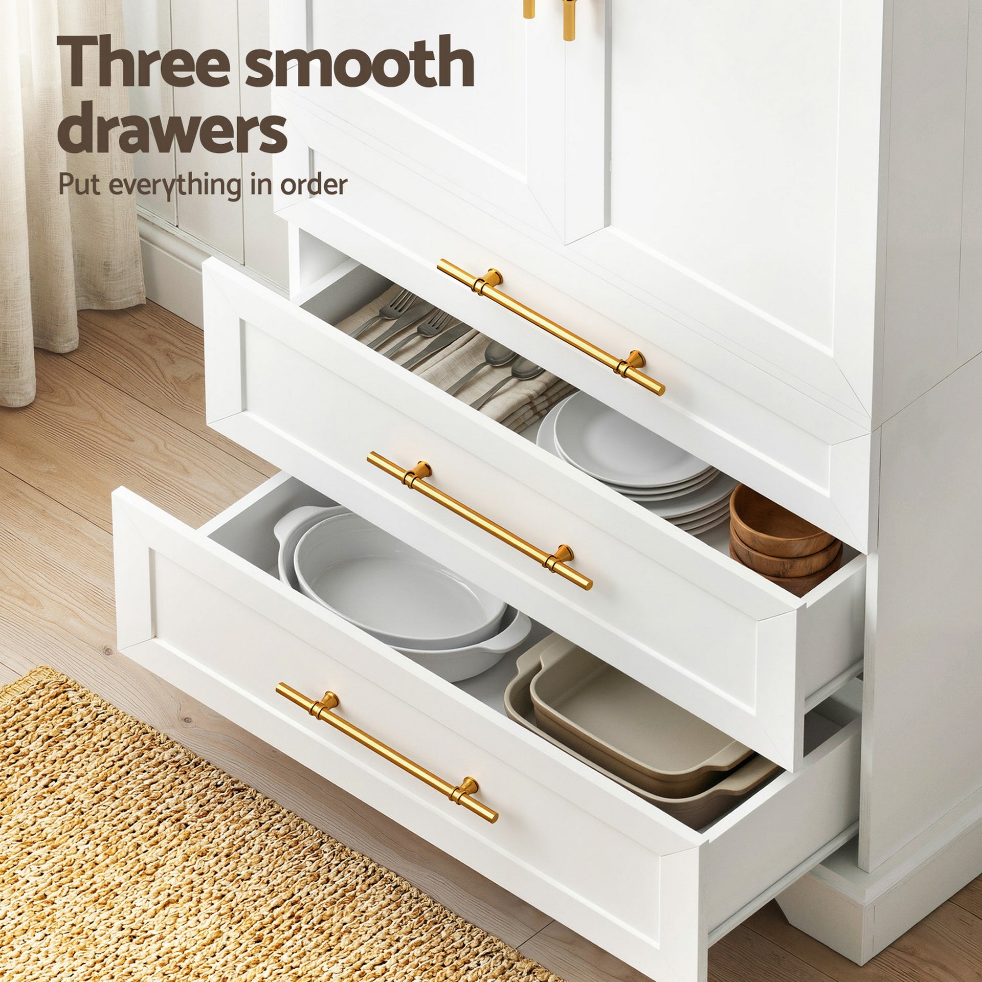 Artiss 2X Buffet Sideboard Cabinet Pantry Kitchen Storage Cupboard Drawers Doors Awezingly