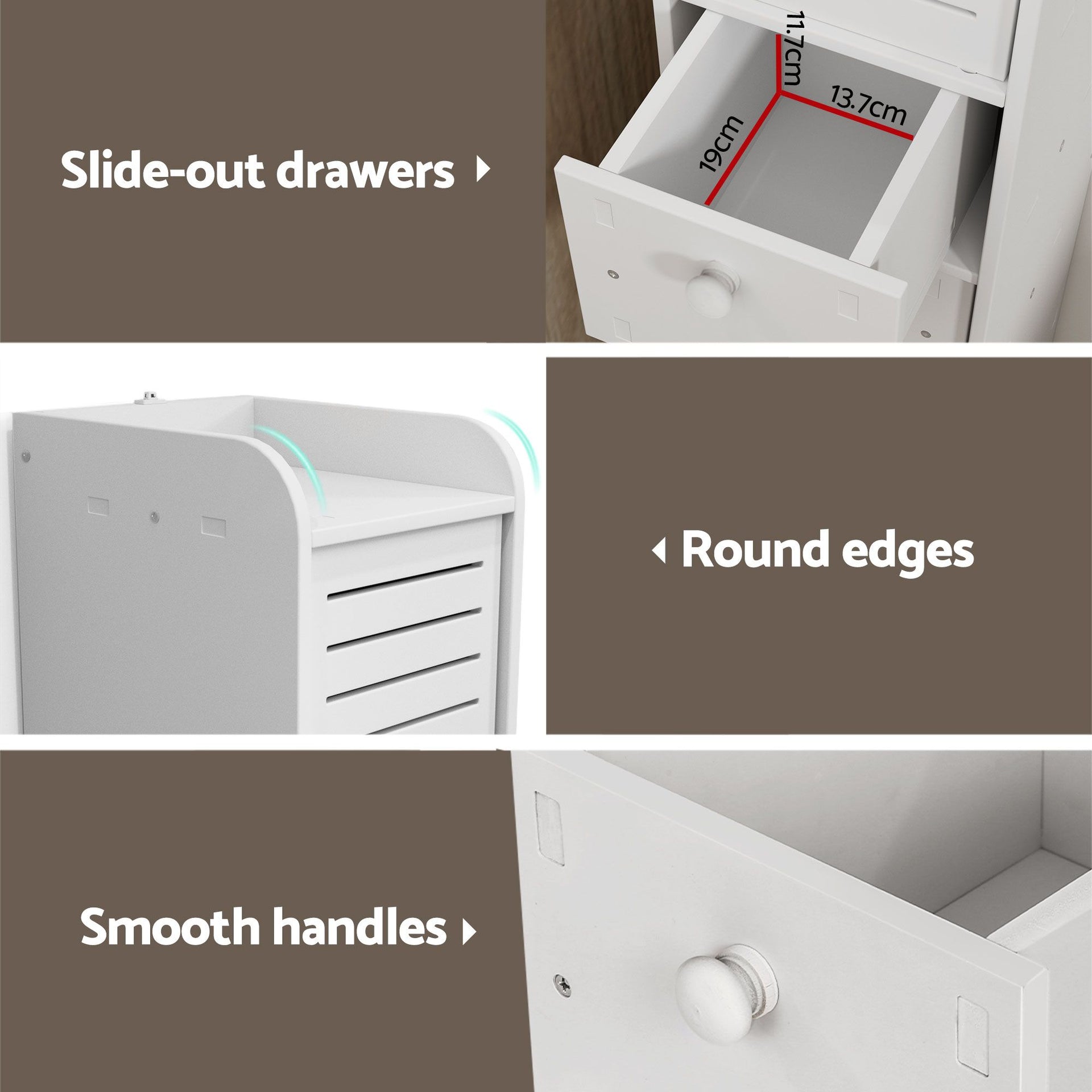Artiss 2X Bathroom Toilet Storage Cabinet Laundry Tallboy Cupboard Awezingly