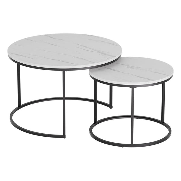 Artiss Nesting Coffee Table Set of 2 Marble Effect Awezingly