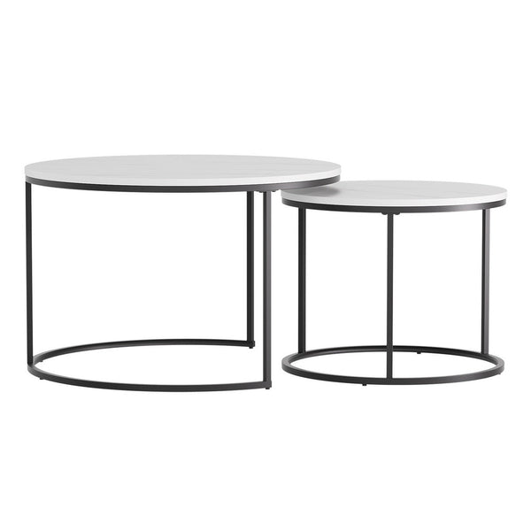 Artiss Nesting Coffee Table Set of 2 Marble Effect Awezingly