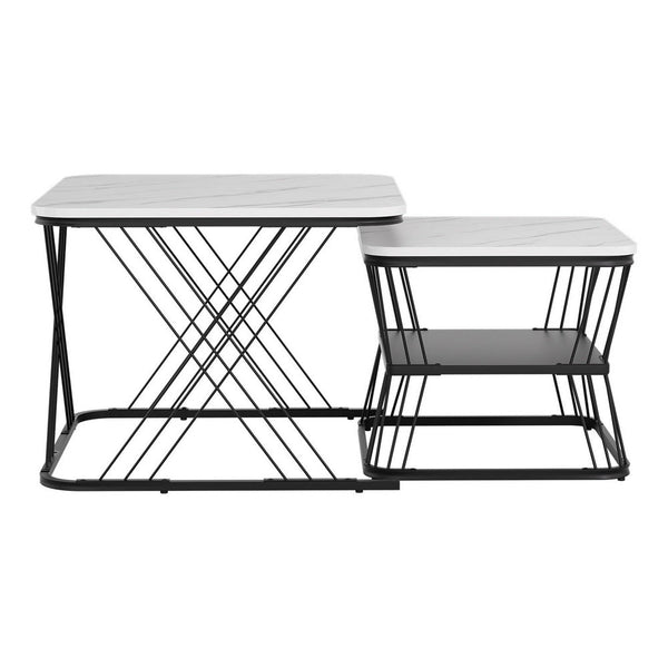 Artiss Nesting Coffee Table Set of 2 Marble Effect Awezingly