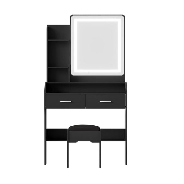 Artiss Dressing Table Set Stool Led Black Awezingly