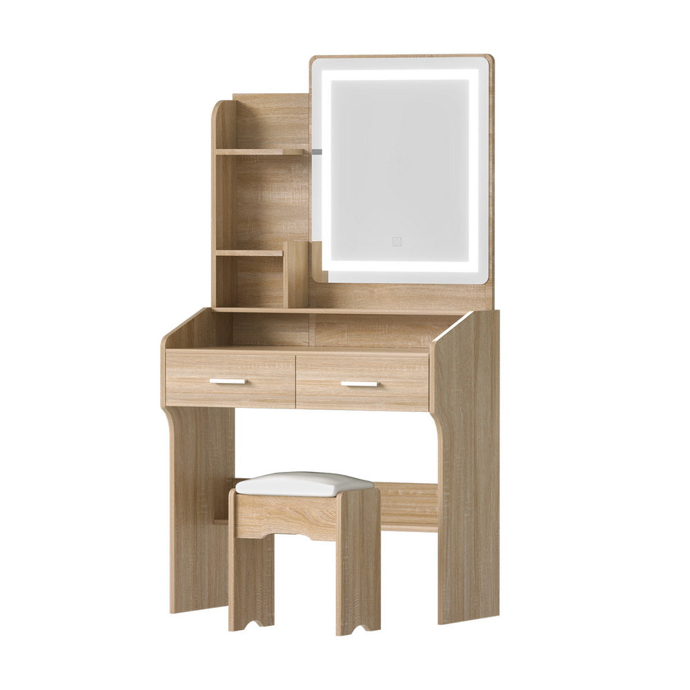 Artiss Dressing Table Set Stool Led Wood Awezingly