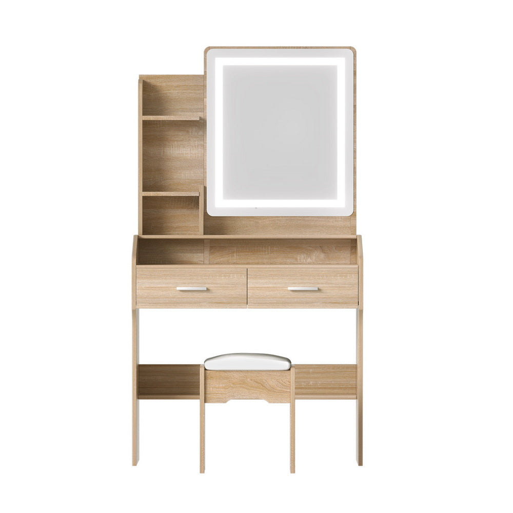Artiss Dressing Table Set Stool Led Wood Awezingly