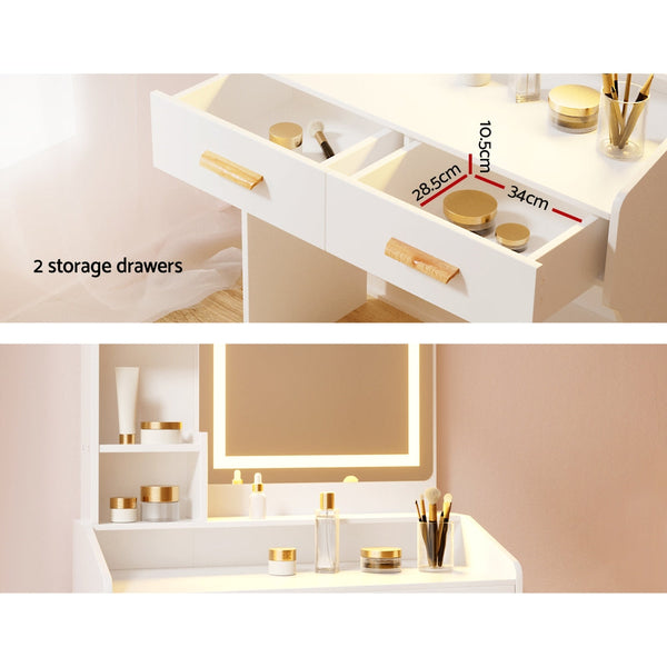 Artiss Dressing Table LED Makeup Mirror Stool Set Vanity Desk White Artiss