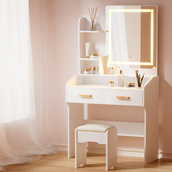 Artiss Dressing Table LED Makeup Mirror Stool Set Vanity Desk White Artiss