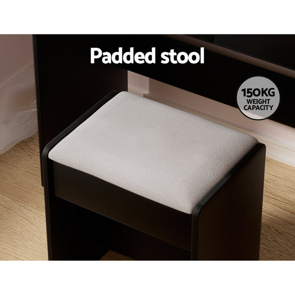 Artiss Dressing Table LED Makeup Mirror Stool Set 10 Bulbs Vanity Desk Black Artiss