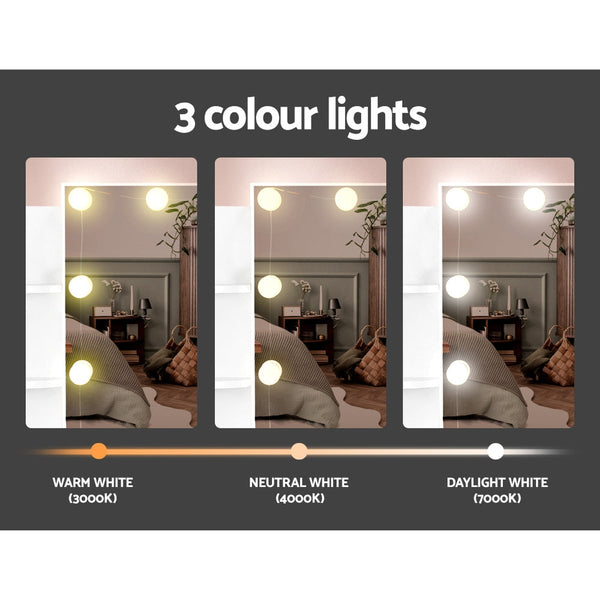 Artiss Dressing Table LED Makeup Mirror Stool Set 10 Bulbs Vanity Desk White Artiss