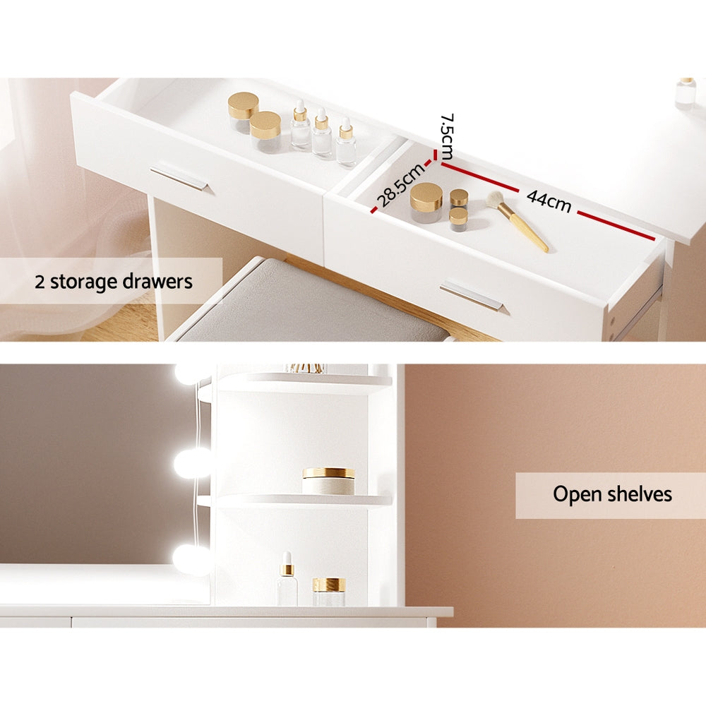 Artiss Dressing Table LED Makeup Mirror Stool Set 10 Bulbs Vanity Desk White Artiss