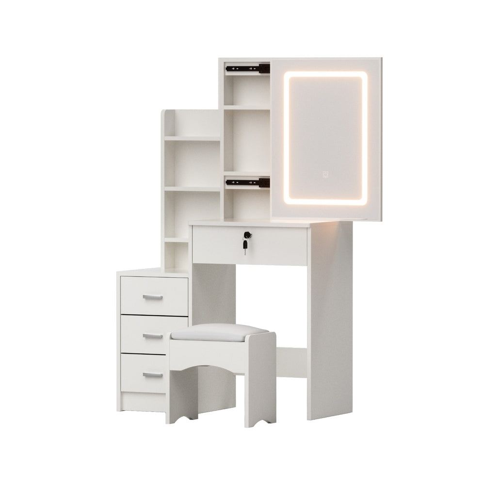 Artiss Dressing Table Vanity Desk Set Stool Led White Awezingly