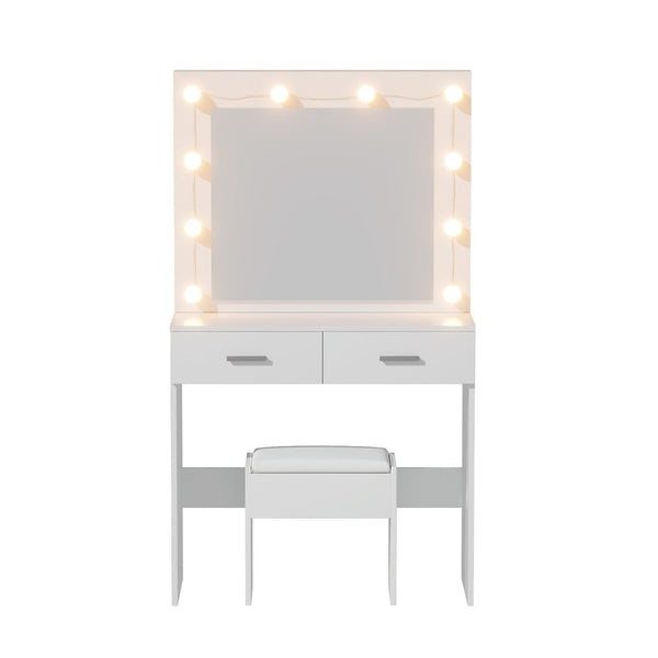 Artiss Dressing Table Vanity Desk Set Stool 10 Led Bulbs White Awezingly