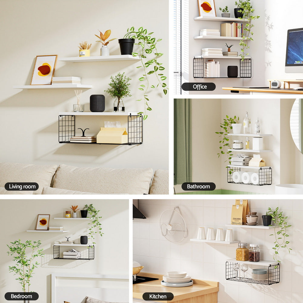 Artiss Floating Wall Shelf Set of 3 White Awezingly