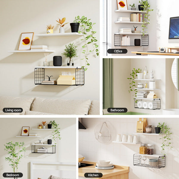 Artiss Floating Wall Shelf Set of 3 White Awezingly