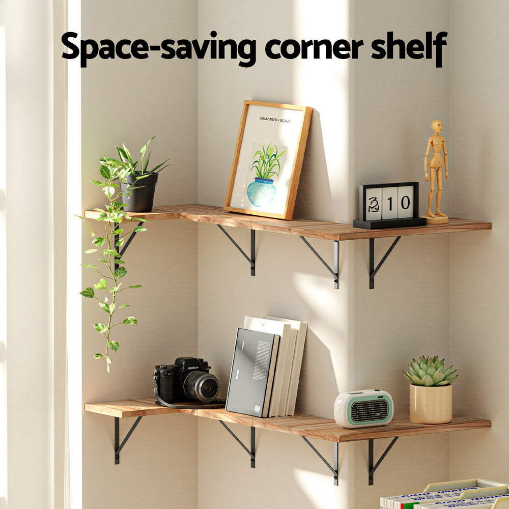 Artiss Floating Wall Shelf Corner Shelves Set of 4 Wood Awezingly