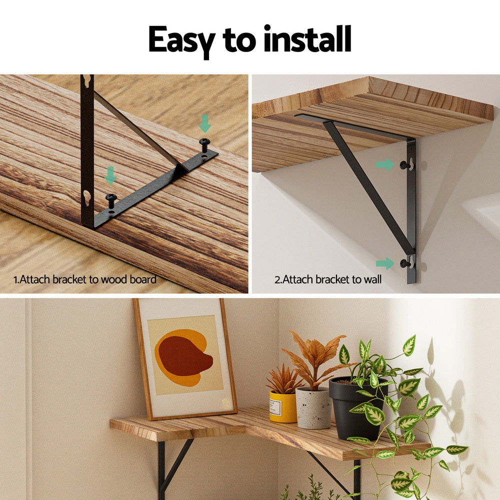 Artiss Floating Wall Shelf Corner Shelves Set of 4 Wood Awezingly