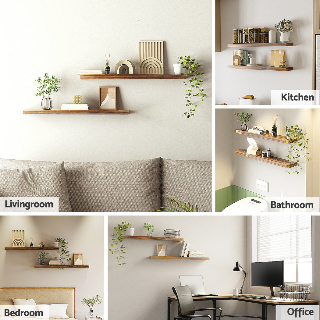 Artiss Floating Wall Shelf Set of 2 Wood 90CM Awezingly