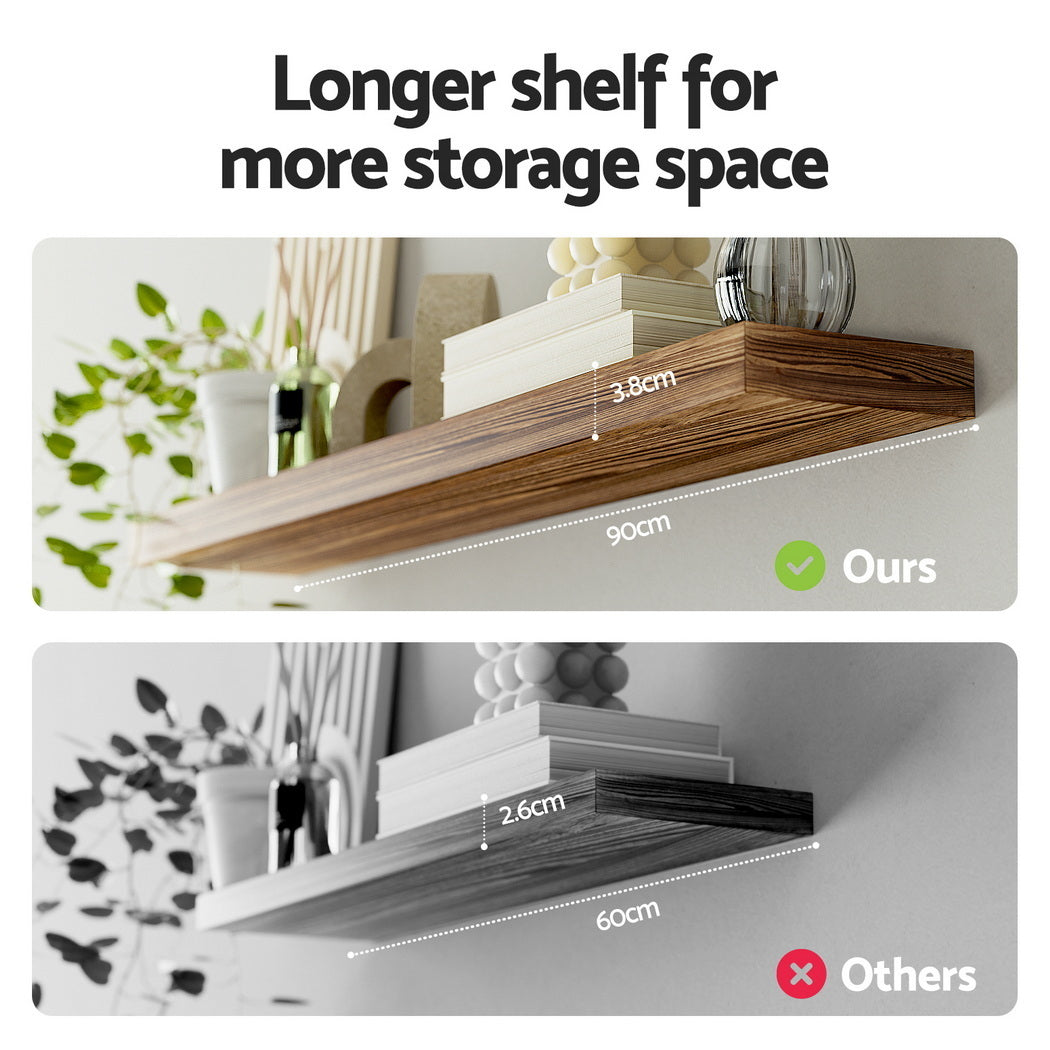 Artiss Floating Wall Shelf Set of 2 Wood 90CM Awezingly