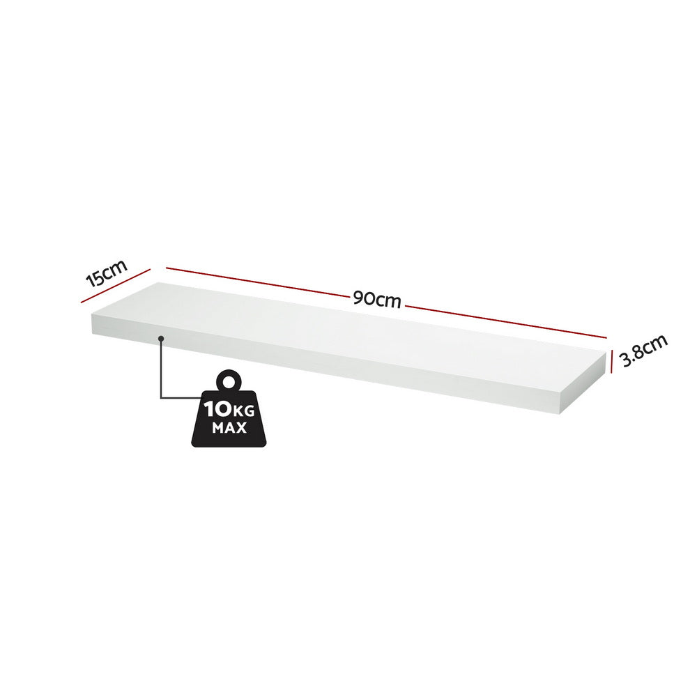 Artiss Floating Wall Shelf Set of 2 White 90CM Awezingly