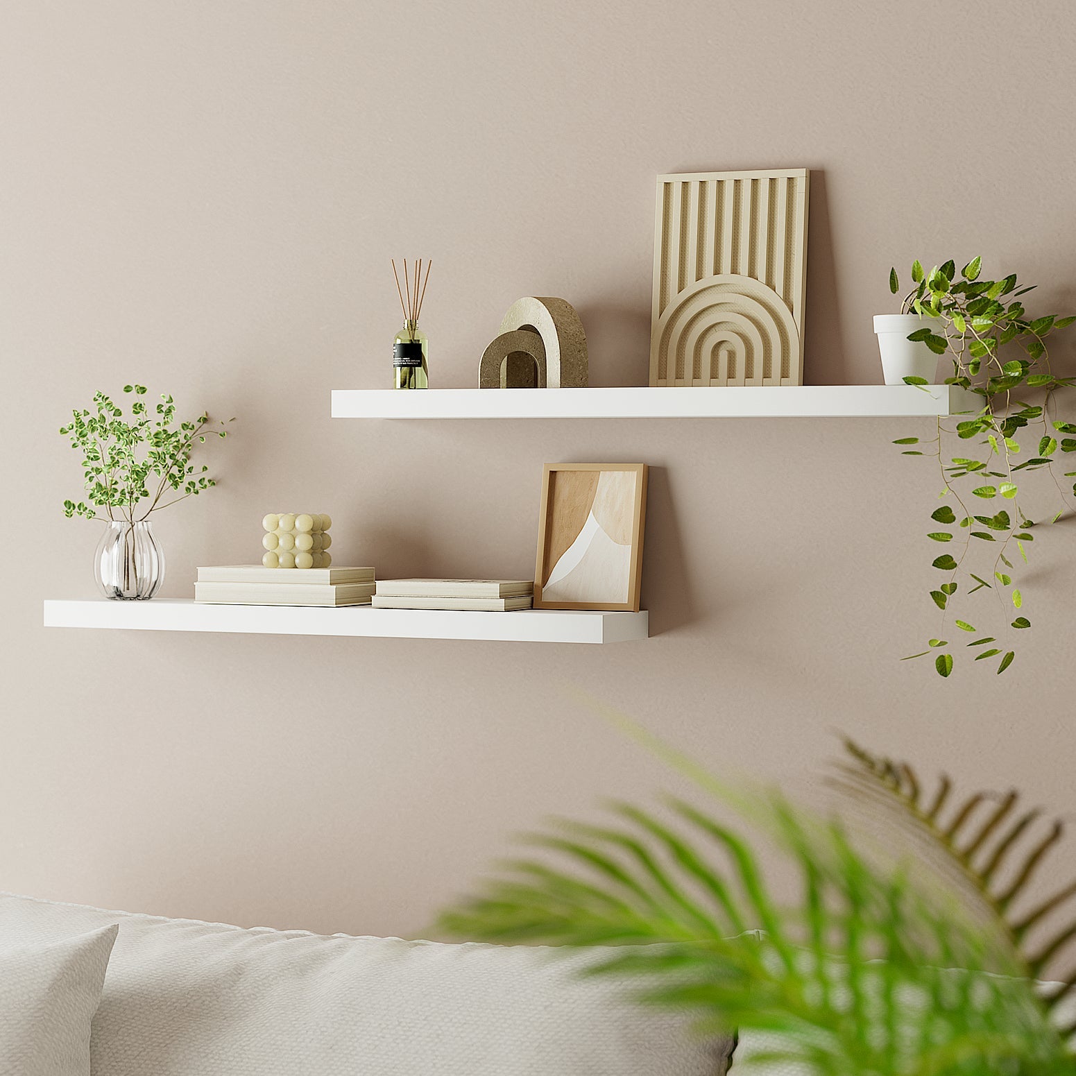 Artiss Floating Wall Shelf Set of 2 White 90CM Awezingly