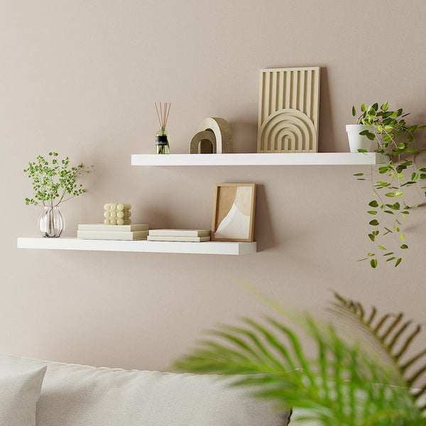 Artiss Floating Wall Shelf Set of 2 White 90CM Awezingly