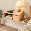 Artiss Floating Bedside Table with Charging Station Drawer Wall Mounted Oak