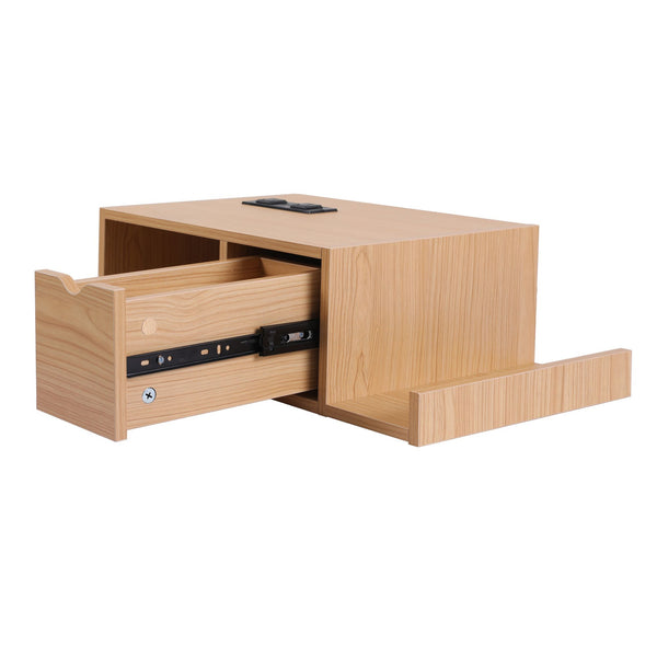 Artiss Floating Bedside Table with Charging Station Drawer Wall Mounted Oak Awezingly