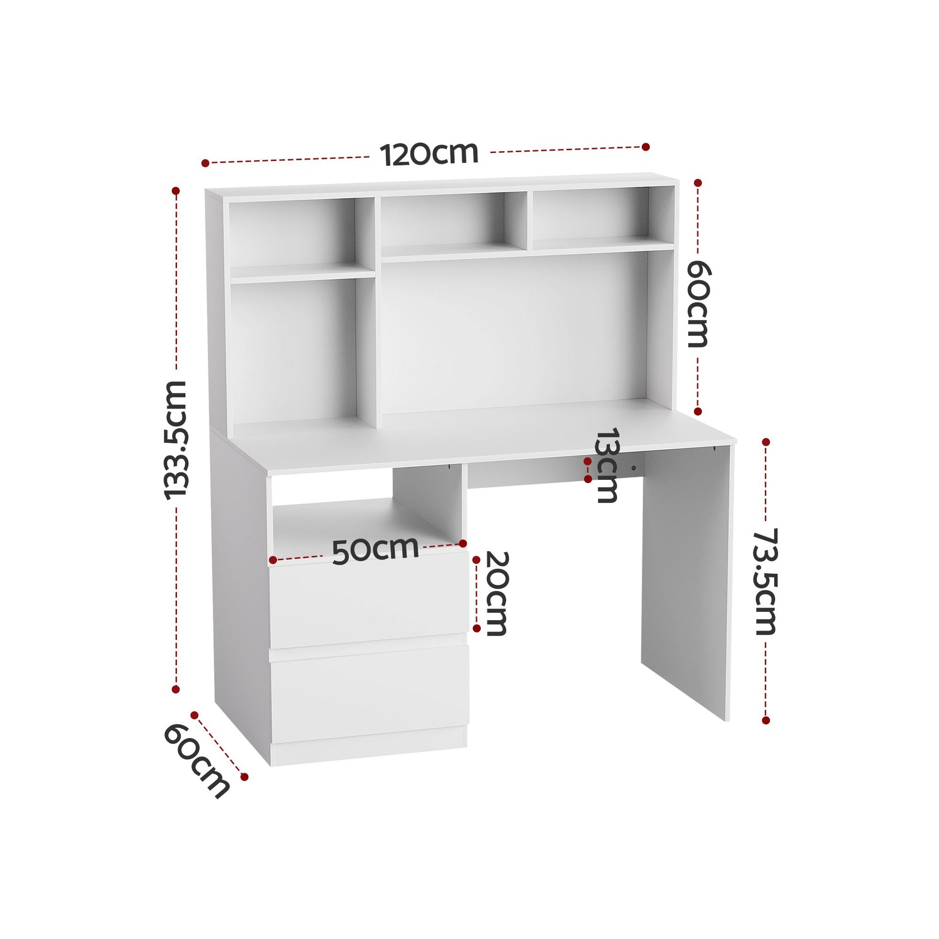 Artiss Computer Desk Office Study Desks Table Bookshelf Drawer White 120cm Awezingly