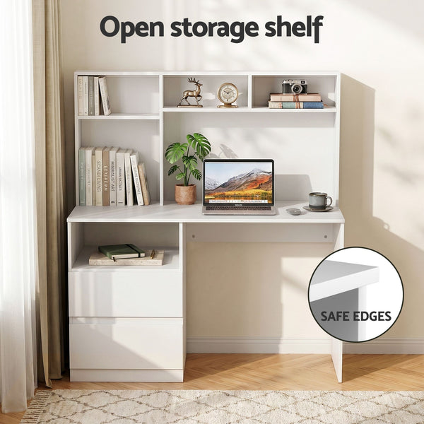 Artiss Computer Desk Office Study Desks Table Bookshelf Drawer White 120cm Awezingly