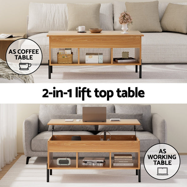 Artiss Coffee Table Lift-top Oak Artiss