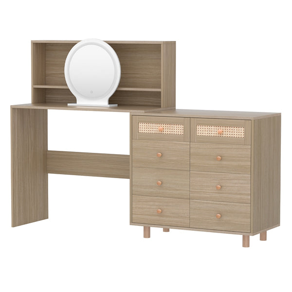 Artiss Dressing Table Set Stool LED Mirror Pine Artiss