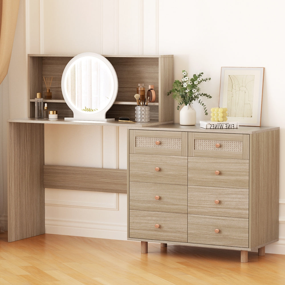 Artiss Dressing Table Set Stool LED Mirror Pine Artiss