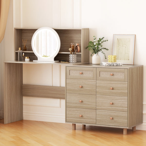 Artiss Dressing Table Set Stool LED Mirror Pine Artiss