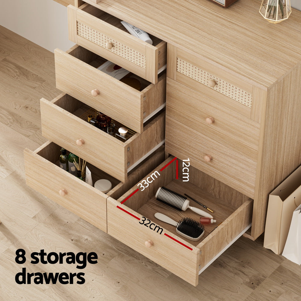 Artiss Dressing Table Set Stool LED Mirror Pine Artiss