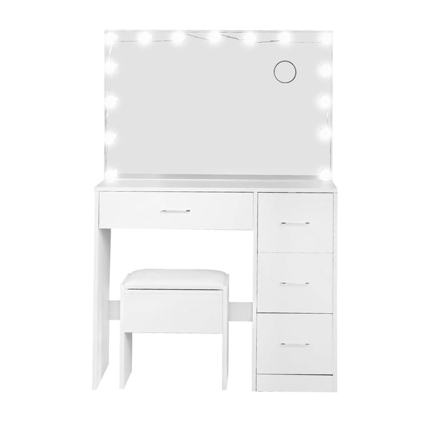 Artiss Dressing Table Set Stool 15 Led Bulbs White Darcy Artiss