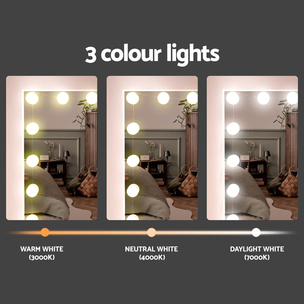 Artiss Dressing Table Set Stool 15 Led Bulbs White Darcy Artiss