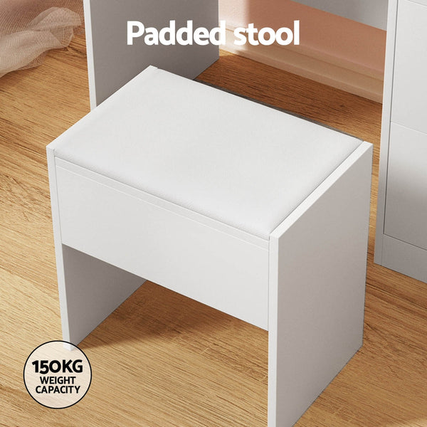 Artiss Dressing Table Set Stool 15 Led Bulbs White Darcy Artiss