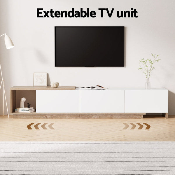Artiss TV Cabinet Entertainment Unit Stand Extendable White Oak Artiss