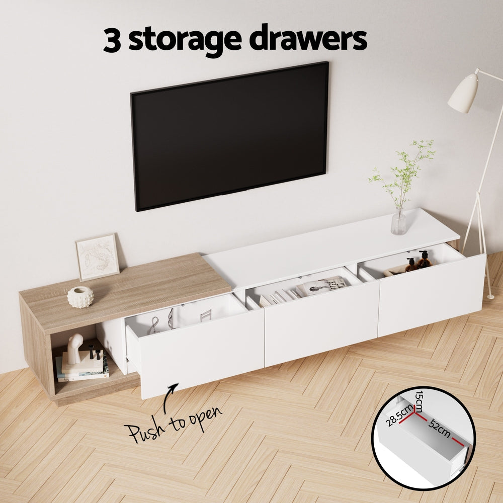 Artiss TV Cabinet Entertainment Unit Stand Extendable White Oak Artiss