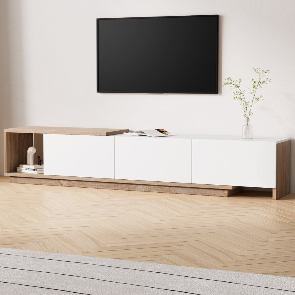 Artiss TV Cabinet Entertainment Unit Stand Extendable White Oak Artiss