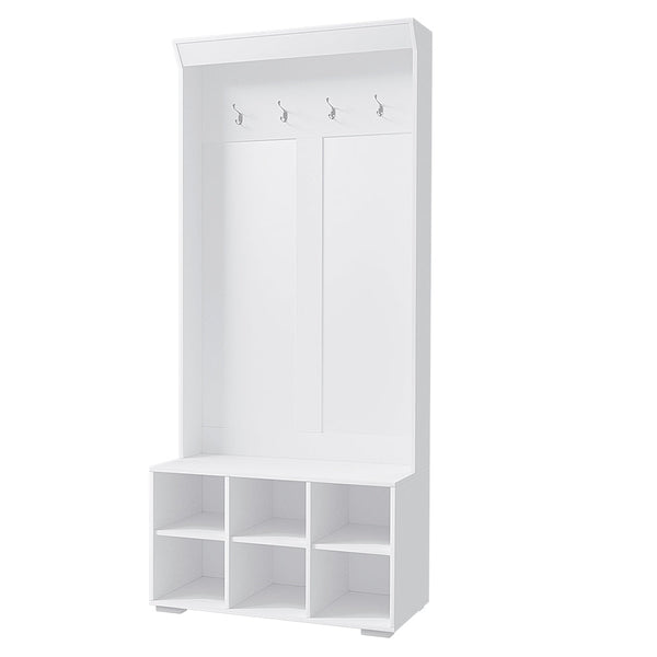 Artiss Shoe Cabinet Storage Rack Shoe Bench Hall Tree Coat Rack White 180CM Artiss