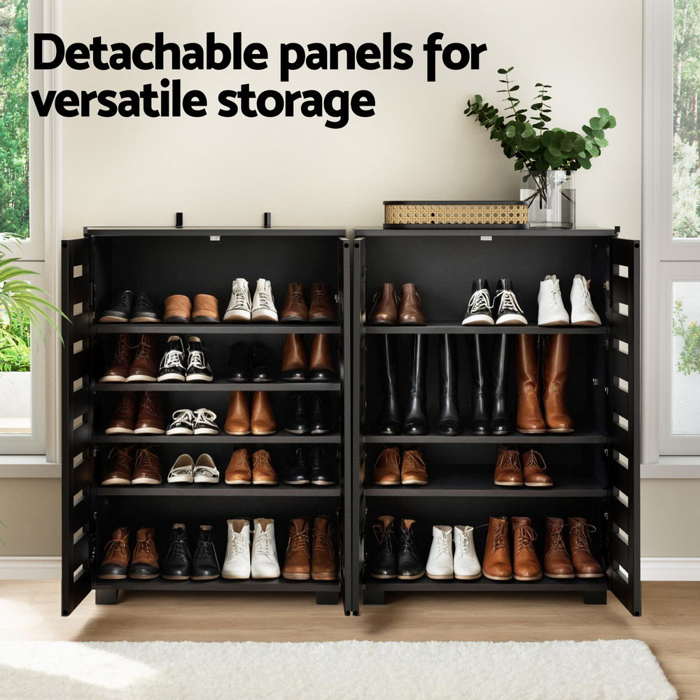 Artiss Shoe Rack Storage Cabinet 20 Pairs 5-tier Black Alster Artiss
