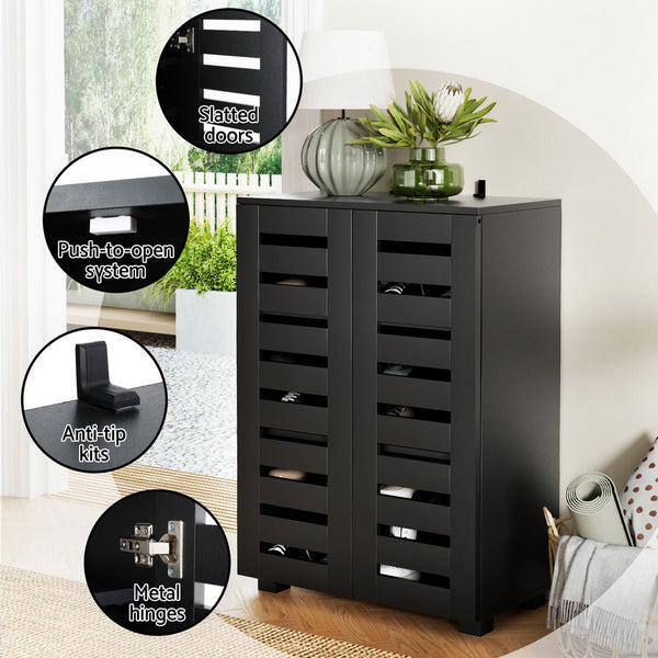 Artiss Shoe Rack Storage Cabinet 20 Pairs 5-tier Black Alster Artiss