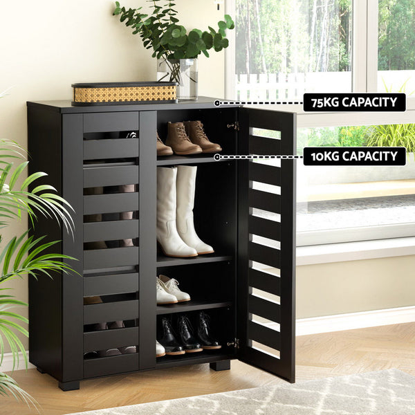 Artiss Shoe Rack Storage Cabinet 20 Pairs 5-tier Black Alster Artiss