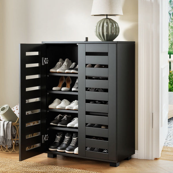 Artiss Shoe Rack Storage Cabinet 20 Pairs 5-tier Black Alster Artiss